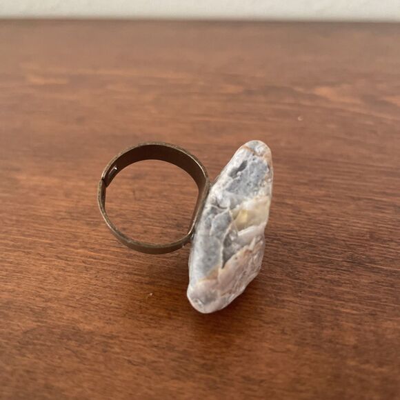 Ocean Rock Ring Sea Beach Pebble Natural Stone Adjustable Band Jewelry‎ Handmade - Picture 10 of 10